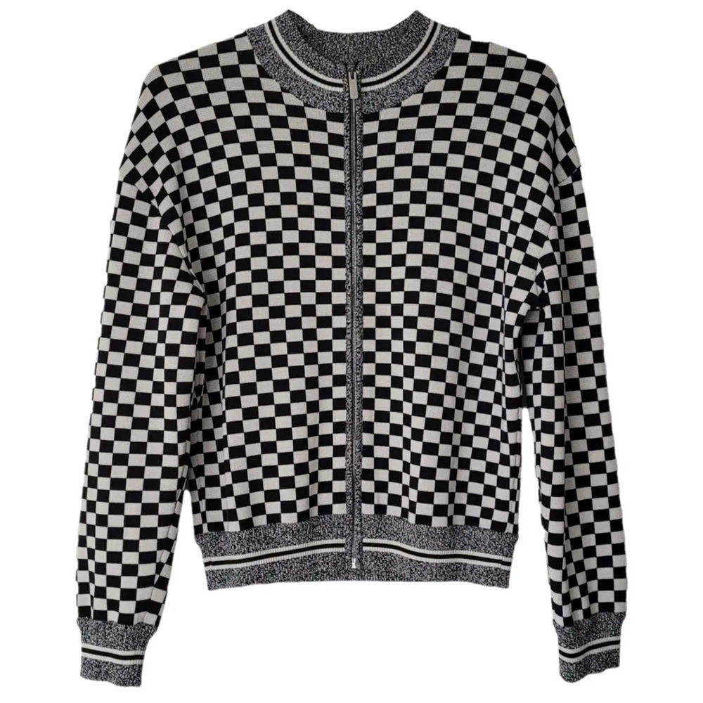 Dior Black and White Checkered Knit Jacket